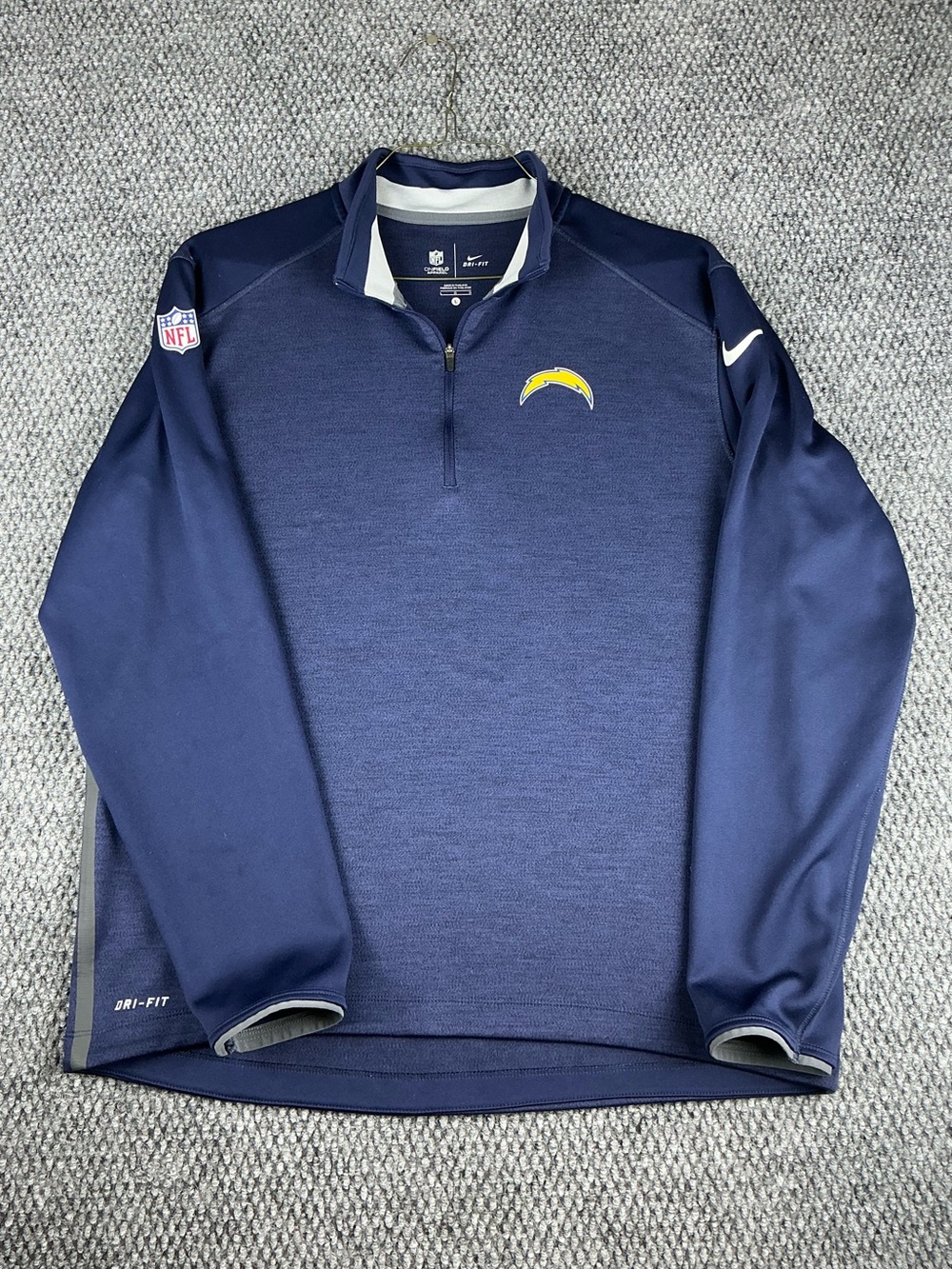 Nike NFL On-Field Los Angeles Chargers Dri-FIT 1/4 Zip Jacket Blue Size L